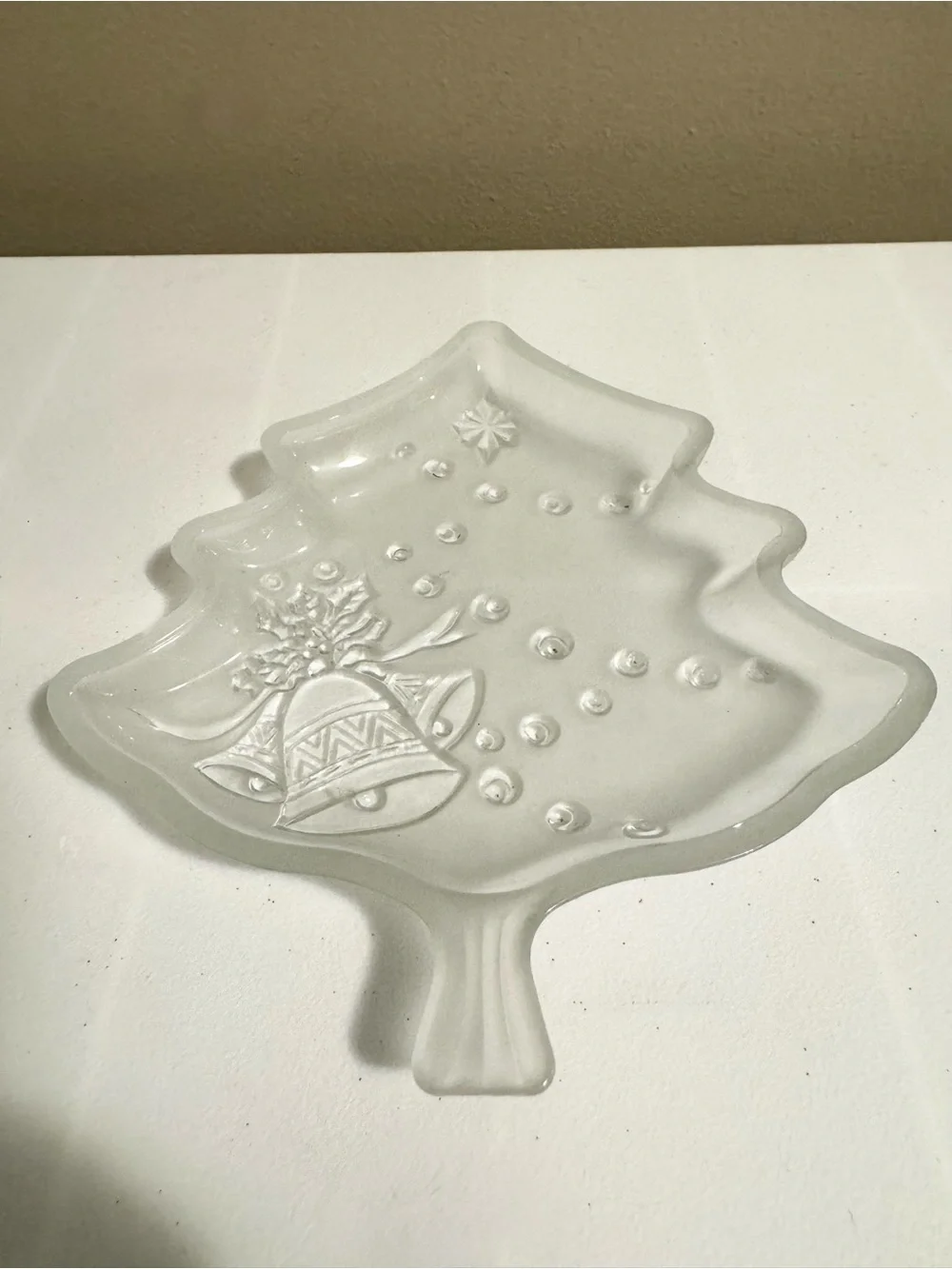 Vintage Glass Christmas Tree Trinket Tray